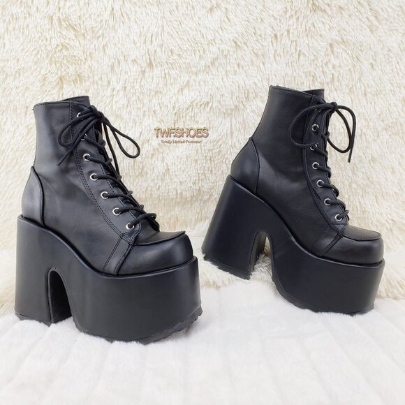 5" Block Heel Platform Goth Punk Ankle Boots 203 - Picture 5 of 15